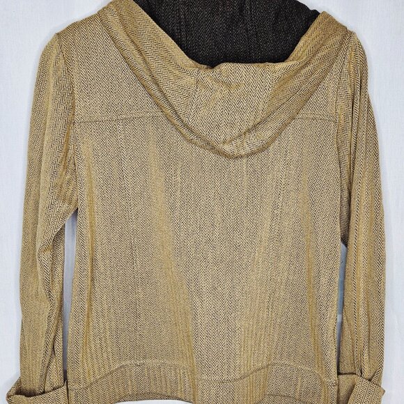 Tommy Bahama Women's Hooded Jacket Wool Blend Herringbone Knit Tan Medium - Picture 5 of 6